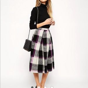 ASOS plaid wool A-line  skirt